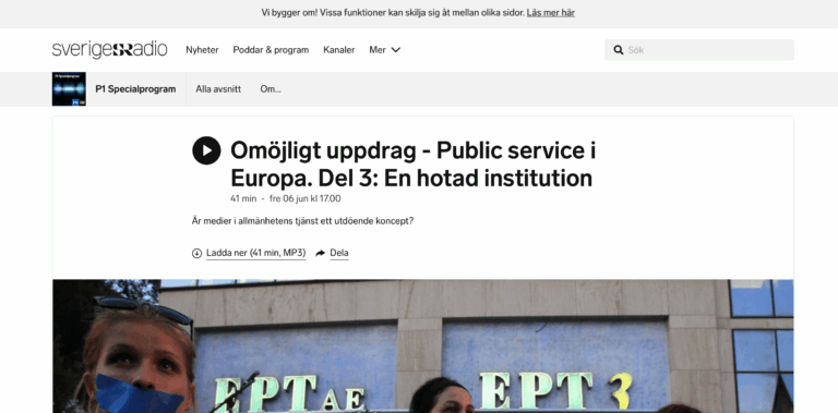 State Media Monitor on Sveriges Radio
